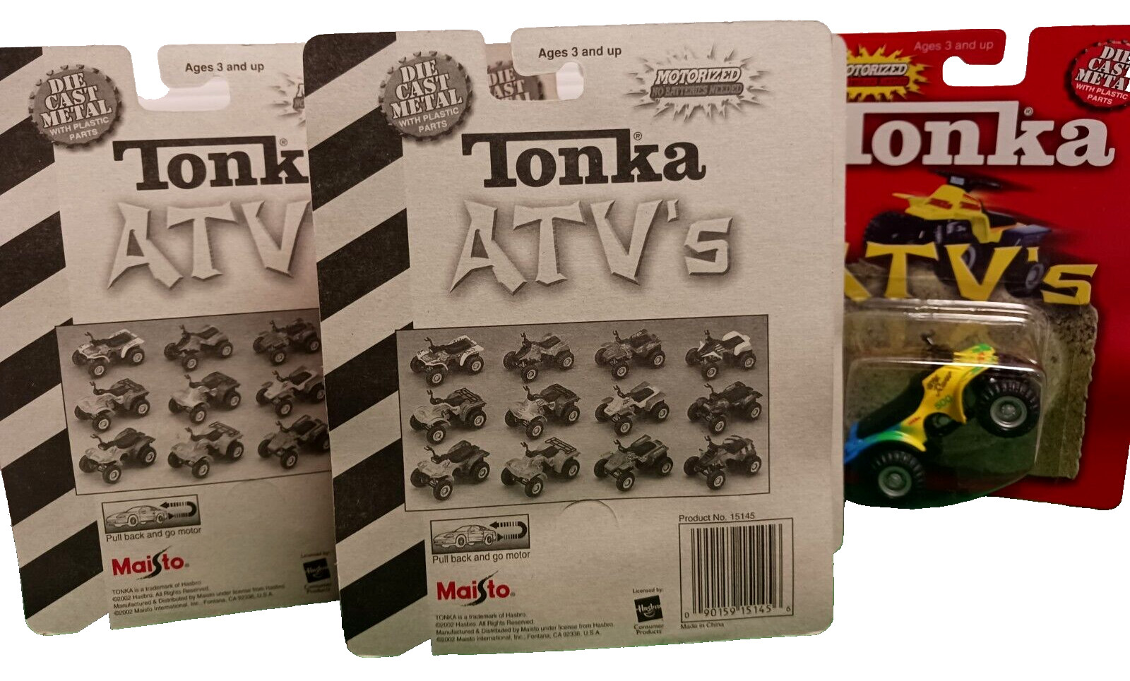 Vintage 2002 TONKA Motorized Pull Back ATV’s Lot Of 4 TONKA Tuff 1:43-Offroad