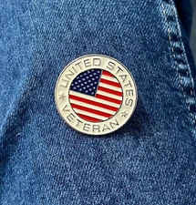 United States Veteran US Flag 1 1/2" All Metal Pinback Cause