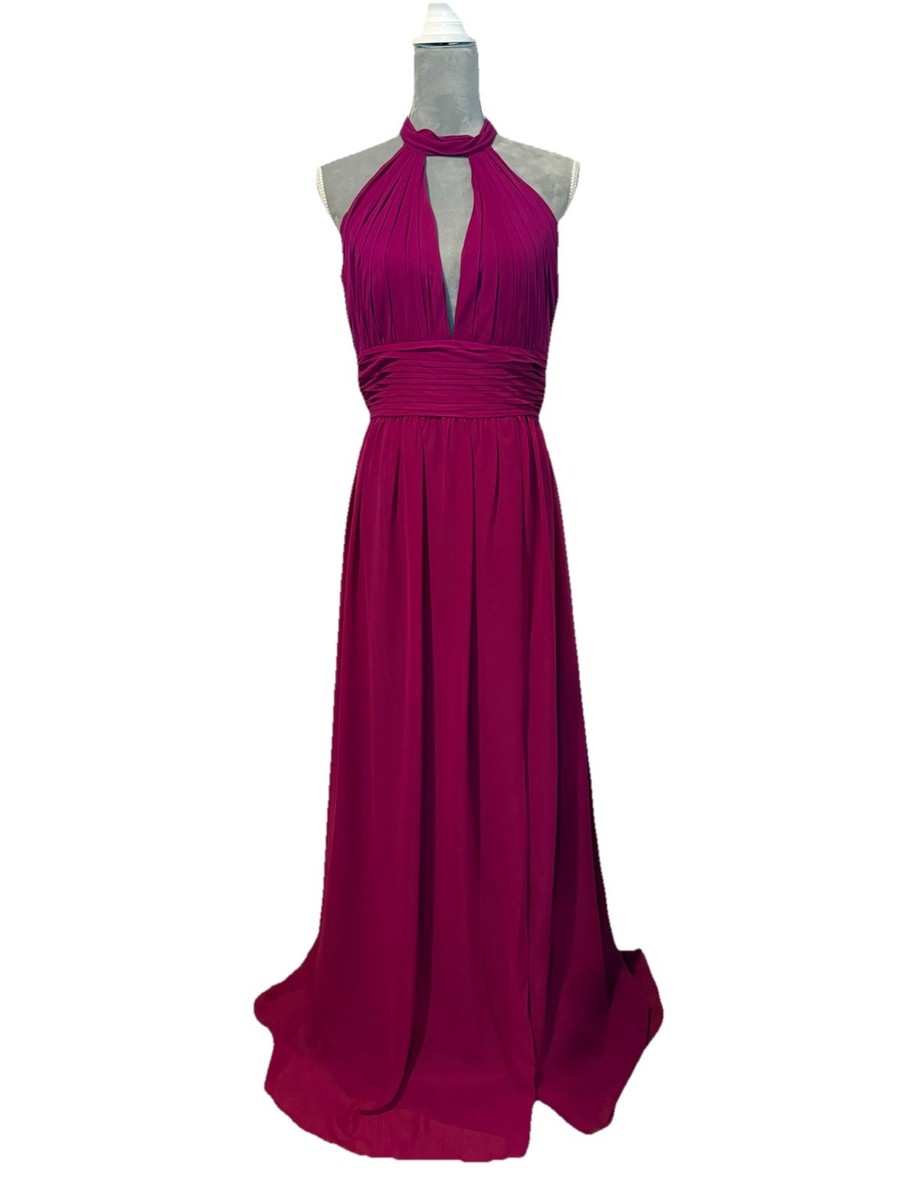 magenta chiffon dress Magenta Chiffon One-Shoulder A-Line Long Bridesmaid Dress