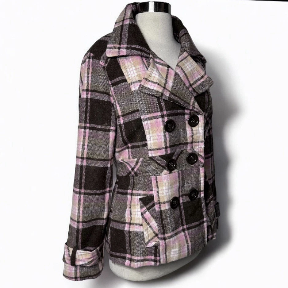 Abrigo De Colección Y2K Talla L Rosa Marrón Mezcla Lana Franela Doble Pecho Gilmore Niñas Foto 4 de 4