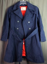 Vintage Girl's London Fog Trench Coat Blue with Red Lining, Maybe a size 12/14