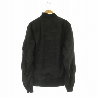 ジャケット・アウター 80s alpha camo ma-1 flight jacket Alpha MA-1 Flight Jacket Camo Pattern Zip Up M Black MY Used