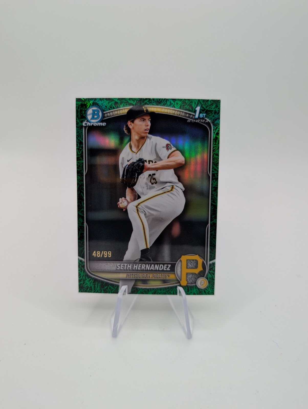 2025 Bowman Draft Chrome Seth Hernandez 1st Bowman Green Grass Refractor /99