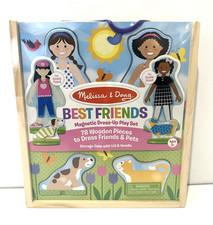 MELISSA DOUG BEST FRIENDS MAGNETIC DRESS-UP WOODEN DOLLS PETS PLAY SET 78 PCS