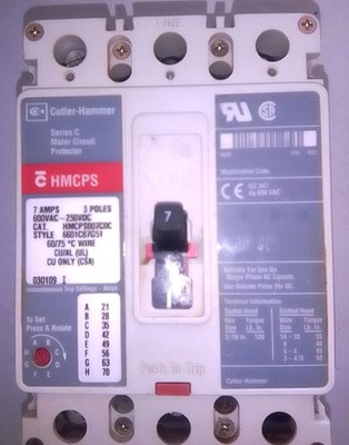 Easton  / Cuttler Hammer HMCP007C0C Motor Circuit Protector Breaker 7 AMP 3Pole