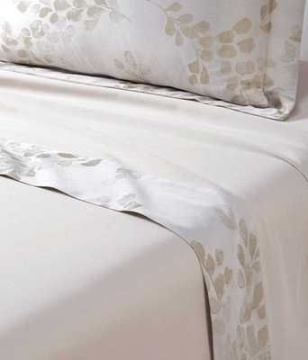 New Yves Delorme Murmures Queen Flat Sheet 94x116'' Beige Damask Leaves France