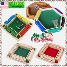 Wooden Shut The Box 4/6 Players Family Traditional Pub Dice Family Kids Game US