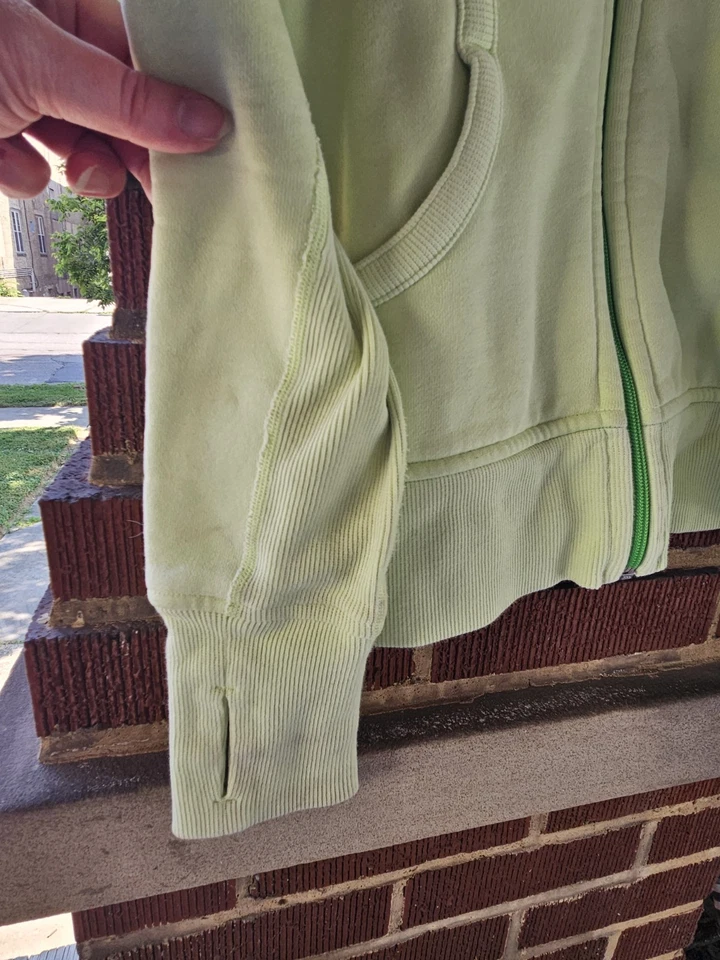 Chaqueta con Capucha Lululemon Verde Neón Buceo Cremallera Completa Peso Pesado Talla 4 Foto 4 de 4