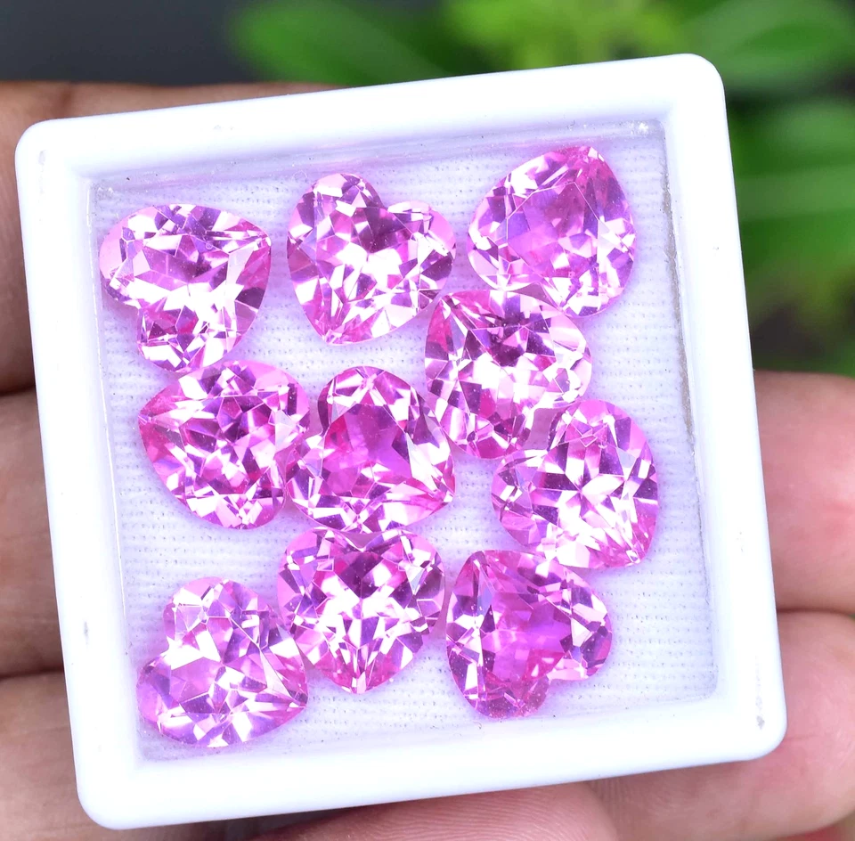 Piedra preciosa suelta impecable certificada corazón rubí rosa Mogok natural de 10 piezas Foto 3 de 4