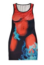 SHEIN Size S US 4 Red Blue Polyester Elastane Body Graphic Heat Map Tank Dress