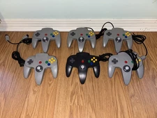 🔥Official OEM N64 Controllers Lot of 6 Nintendo 64 Gray TESTED