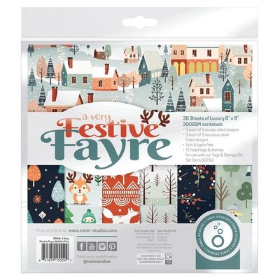 A VERT FESTIVE FAYRE 8x8 Paper Pad -Tonic Studios - 36 Sheets Christmas