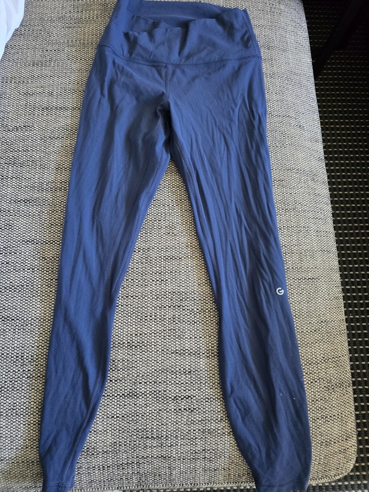 Women’s Navy Blue High Waist 24" Leggings S Stretch Yoga Gym Crossover