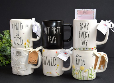 #ad #ad Rae Dunn HE IS RISEN SAVED HAVE FAITH BLESSED CHILD OF GOD mugs CHOOSE ONE $18.95