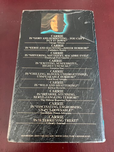 CARRIE FIRST PRINTING APRIL 1975 Signet Paperback Stephen King USA Import - Picture 4 of 8