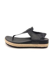 Vince Flint Black Leather Sandals Womens Size 8M Summer Espadrille Slip on