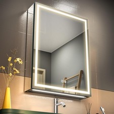 20  28 Right Hinge LED Bathroom Mirror Cabinet Aluminum Medicine Cabinet