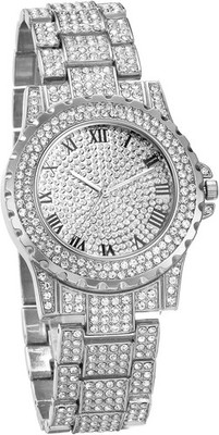 JewelryWe Armbanduhr Herren Damen mit Strass Römische Zahlen Zifferblatt