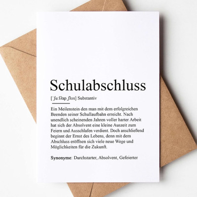 Graduation Karte Klappkarte mit Umschlag Kraftpapier Geschenk Schüler