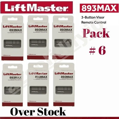 LiftMaster 893MAX 3 Button Visor Remote Control Garage Door Opener (Pack of 6)