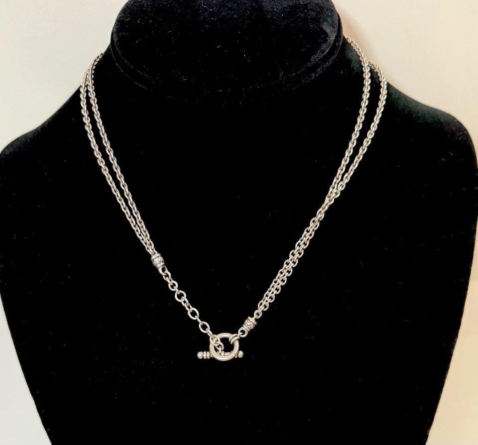 Scott Kay SK Sterling Silver Necklace Pendant Heart Toggle Double Link - Image 3 of 4