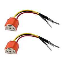 2pc Ceramic H4 9003 HB2 Headlight Socket Pigtail 16AWG 12V 3-Pin