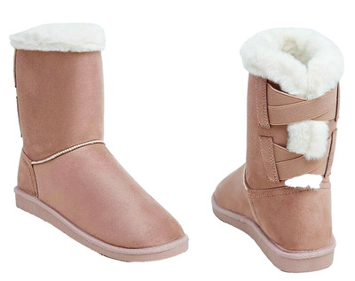 TORRID 6 WIDE PINK SHERPA FUR INSIDE STRAP BACK WARM BOOTIE BOOT SOFT DURABLE