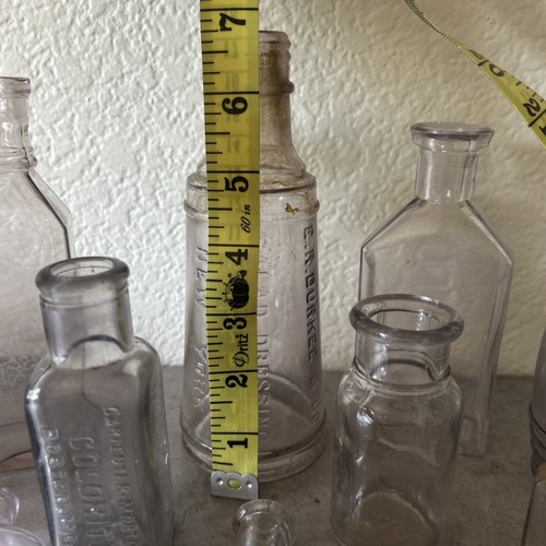 Lot of 10 Antique Clear Magnesium Amethyst Mustard Barrel Bottle Flare Mouth - Picture 7 of 10