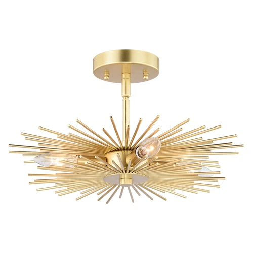 Nikko 16-in Semi Flush Ceiling Light Gold - Picture 1 of 3