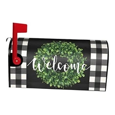 Farmhouse Wreath Mailbox Covers Magnetic Standard Size 21x18 Inch Sping Welcome