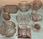 Vintage Pink depression glass mixed lot 11 pieces