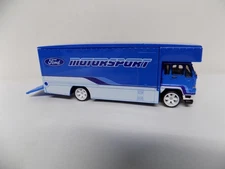 Hot Wheels Team Transport - LOOSE- BLUE FORD MOTORSPORTS FLEET FLYER CAR HAULER