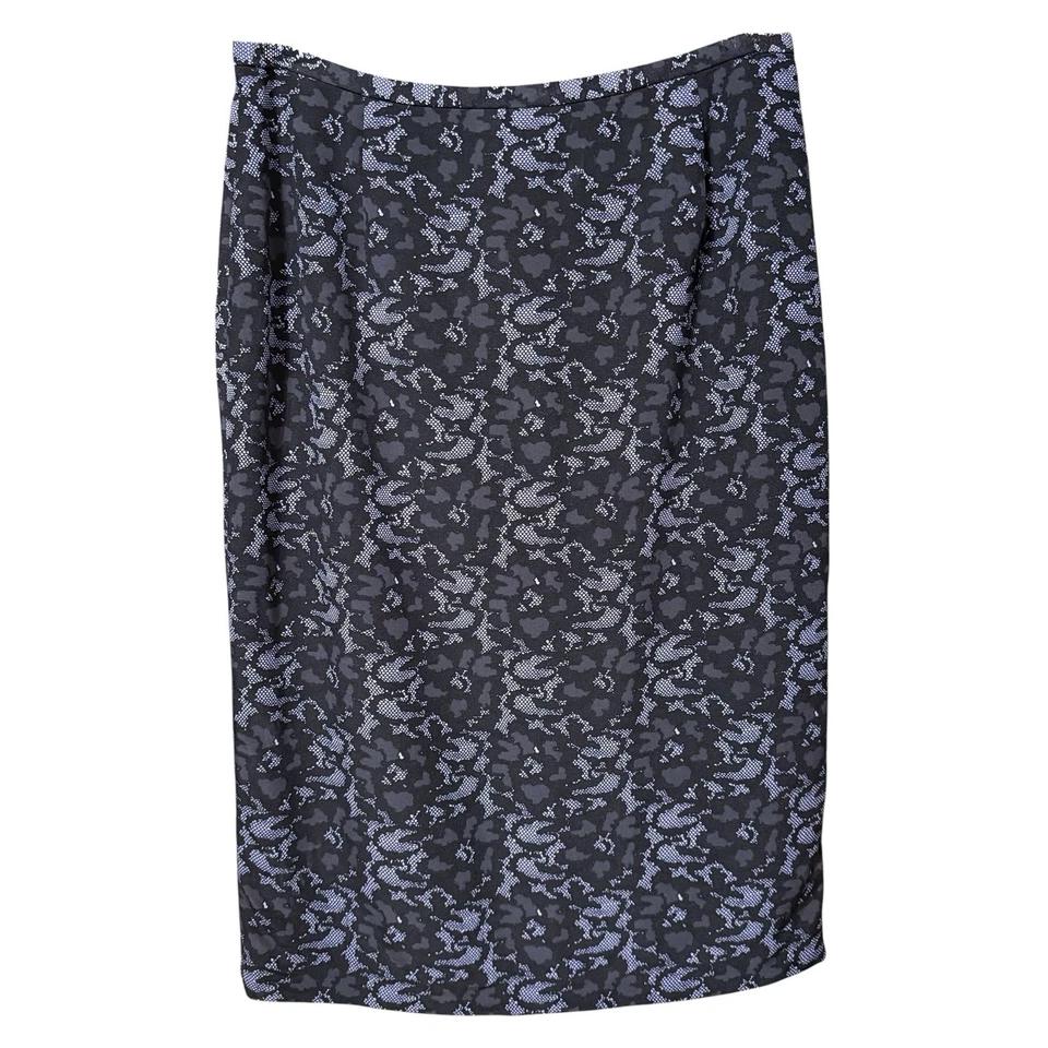 Falda lápiz elástica mezcla seda Doncaster negra púrpura floral talla 12 Foto 2 de 4