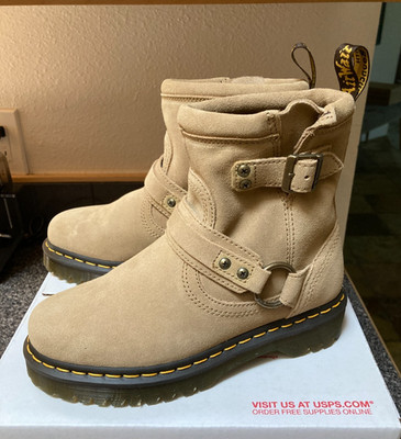 Dr Martens ANISTONE beige tan harness biker ankle boot / 38 / US 7 L / US 8 M