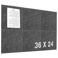 Large Cork Board For Wall 36x24 Gray Bulletin Felt Tiles Pushpins 6 Pack