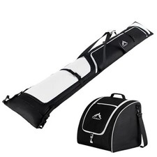 Ski Bag and Boot Bag Combo, Padded Skis Bag for Air Travel, Black  White