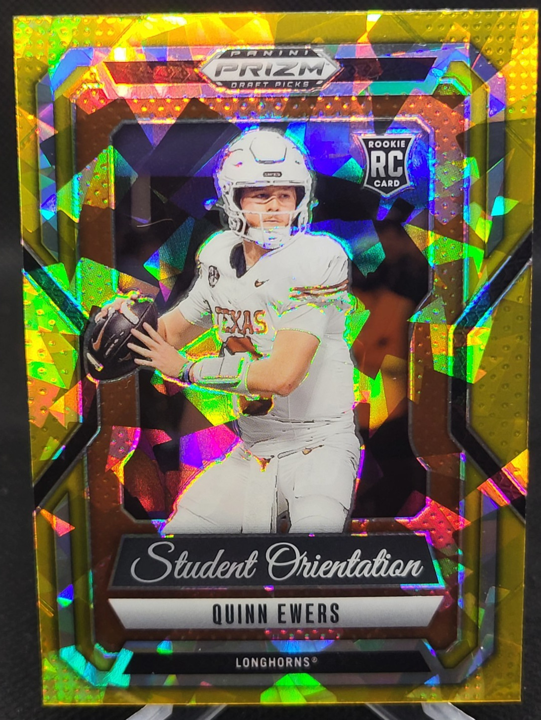 Quinn Ewers Panini Prizm Draft Picks Student Orientation #6 Gold Ice