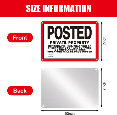 8 Pcs No Trespassing Signs Private Property-10x7 Inches Rust-Free Aluminum Si...