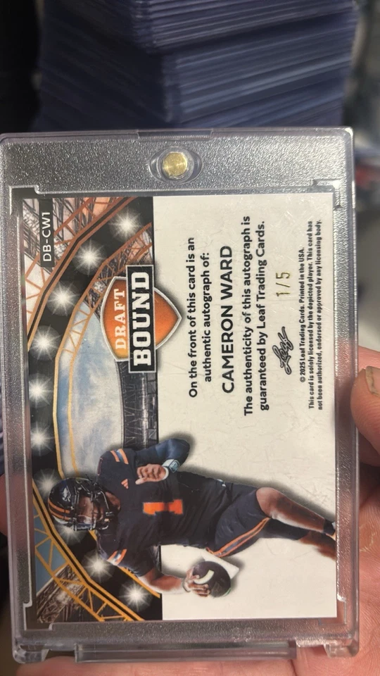 2025 Leaf Metal Draft Bound Cameron Ward #DB-CW1 Silver Auto /5 - Image 2 of 2