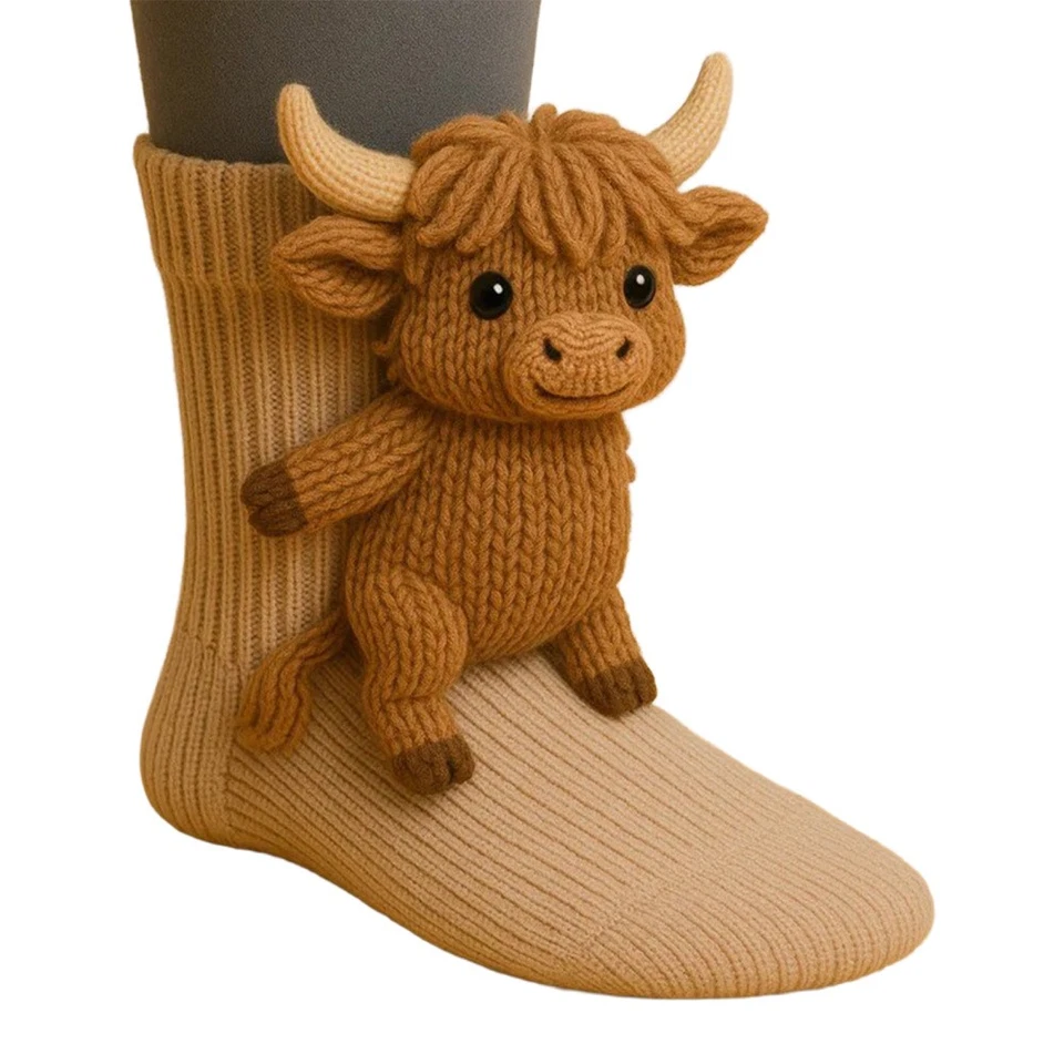 3D Cute Animals Socks Knitted Animal Pattern Floor Socks Unisex Funny Winter NEW - image 2 of 4