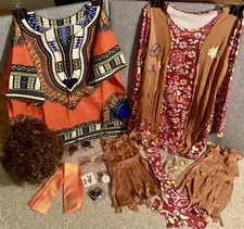 Hotop -Woman & Man  Hippie Costumes Sets -Shirts, Wig, Lots More Accessories -XL