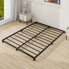 Metal Bed Frame Queen Sized Platform Steel Slats Heavy duty Black Easy Assemble