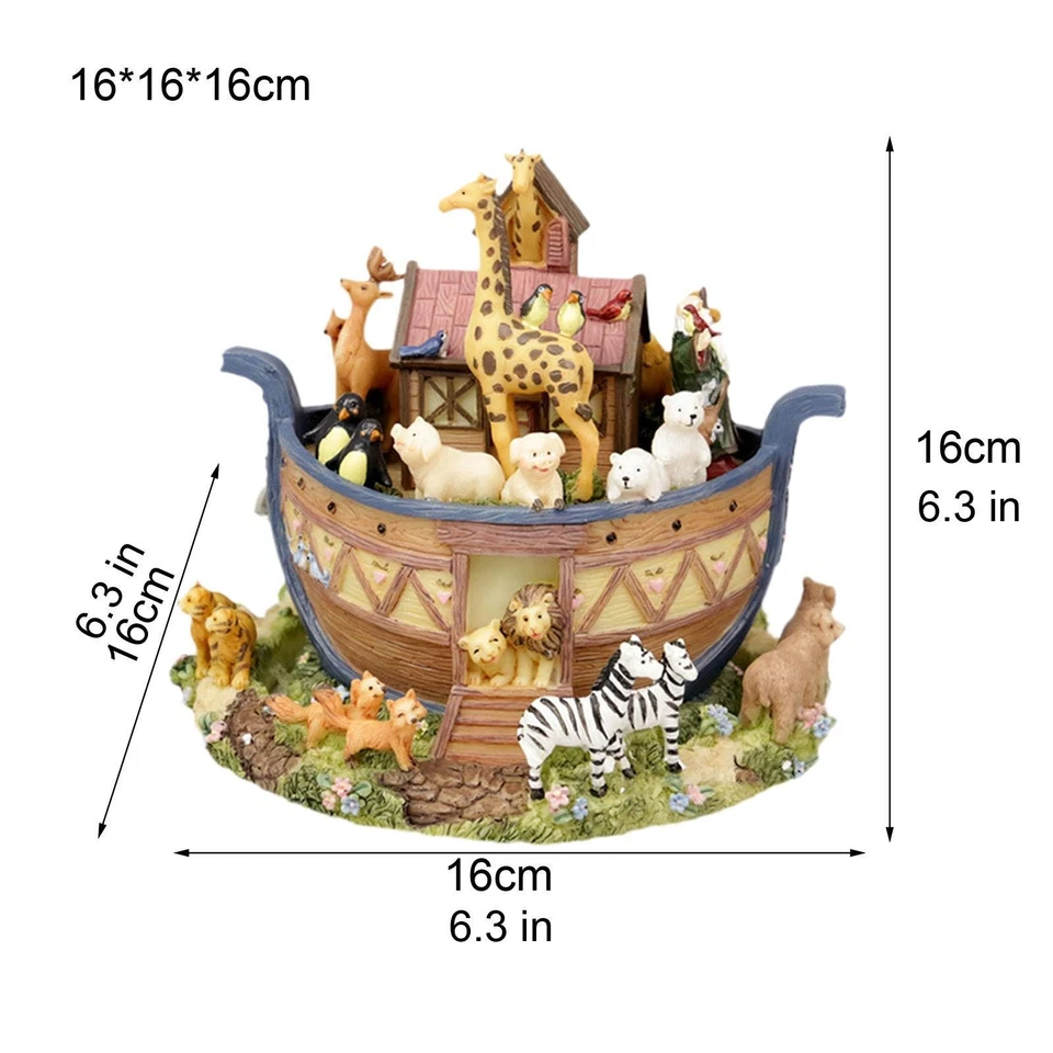 NOAH Ark Animal Figurine Music Box Rotating Craft with Mechanical Table - image 4 of 4