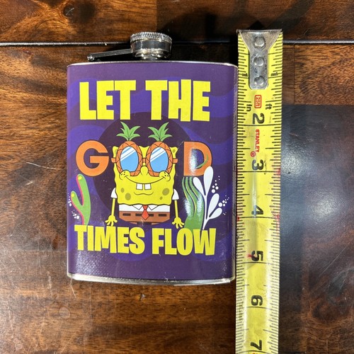 SpongeBob SquarePants “Let The Good Times Flow” Stainless Steel Flask 7oz. *NEW* - Picture 5 of 6