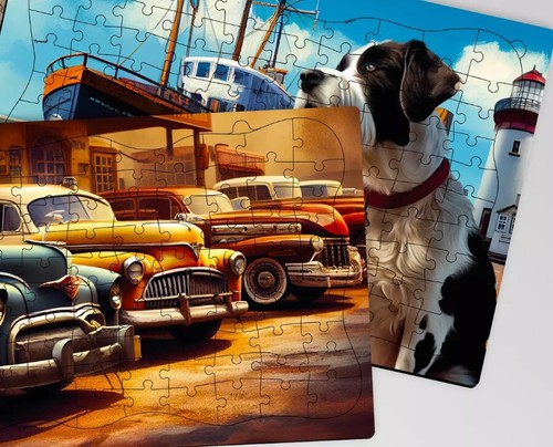 QUOKKA 100-Piece Magnetic Dementia Puzzles for Elderly,2 Set Dogs & RetroCars - Picture 2 of 9