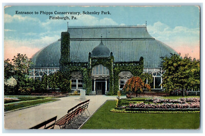 c1910 Entrance to Phipps Conservatory Schenley Park, Pittsburgh PA Postcard
