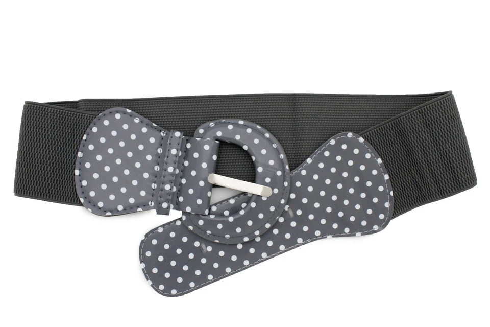 Женщин бедра высокая талия серый искусственной кожи моды ремень wgite горошек размер S M - Изображение 2 из 4