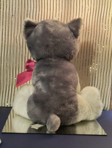 Plush Husky Stuffed Animal 13" Dog "Wulf You More",Big Pink Ribbon 🎀 - Picture 4 of 8