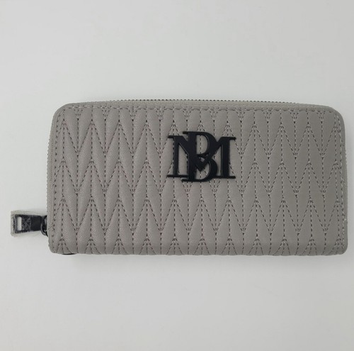 Badgley Mischka Logo Continental Diamond Quilted Long Wallet Gray Classic - Picture 8 of 8