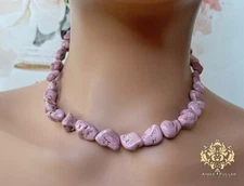 Aimee Fuller Pink Mauve Turquoise Howlite Free form Nugget Statement Necklace